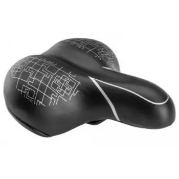 Седло велосипедное STELS AZ-5552, 250x210 мм, черный с белым, 470141