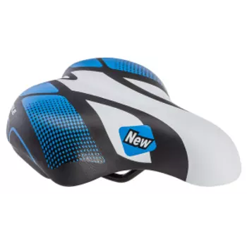 Седло велосипедное STELS AZ-5558, 205x150 мм, черный/белый/синий, 470161