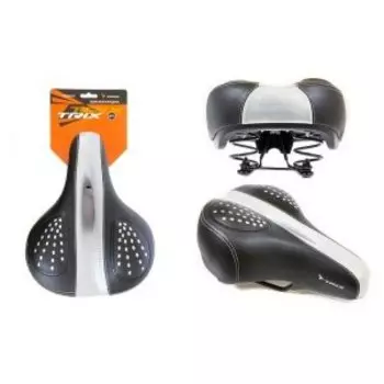 Седло велосипедное TRIX, 270x195 мм, пружинное, с вентиляцией, гелевое, черно-серое, SD-TX-3022-0-BKG