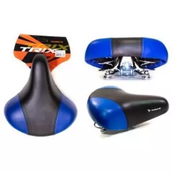Седло велосипедное TRIX, комфорт, 245x210 мм, пружинное, черно-синее, SDTX45210S0BL 12189