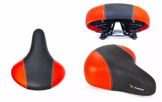 Седло велосипедное TRIX, комфорт, 245x210 мм, пружинное, черно-красное, SDTX45210S0RD 12187