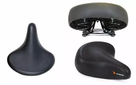 Седло велосипедное TRIX, комфорт, 250x215 мм, пружинное, черное, SDTX50215S0BK 12190