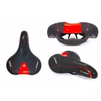 Седло велосипедное TRIX, комфорт, 270x205 мм, красно-черное, SDTX70205R0BK 12199