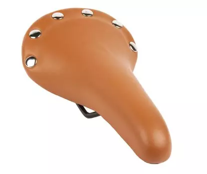 Седло велосипедное VENTURA, универсальное, 278х153 мм, ретро-дизайн "под кожу" с 6 заклепками, коричневое, 5-251050