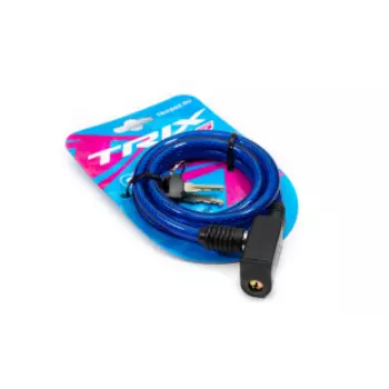 Велосипедный замок TRIX, тросовый стальной, на ключ, 8×1000 мм, голубой GK102.101