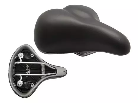 Седло велосипедное VELO, комфорт, 250х210мм, амортизатор пружины, чёрное, VL-6050W