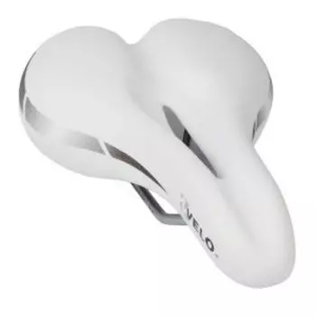 Седло велосипедное VELO, универсальное, 270х175 мм, бесшовное, белое, 5-250338