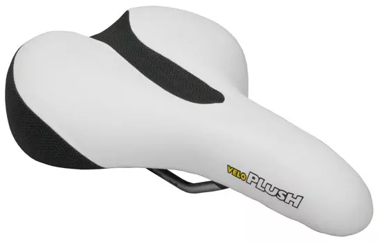 Седло велосипедное VELO VL-6221, комфорт, 270х210мм, основа D2, эластомерное, бело-черное, 6-146221