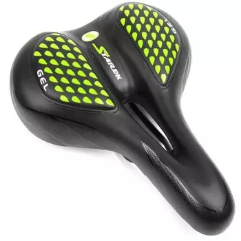 Седло велосипедное Vinca Sport, 275*200 мм, гелевое, черный с зеленым, VS 127 gel green