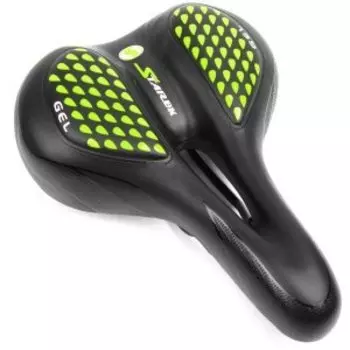 Седло велосипедное Vinca Sport, 275*200 мм, гелевое, черный с зеленым, VS 127 gel green
