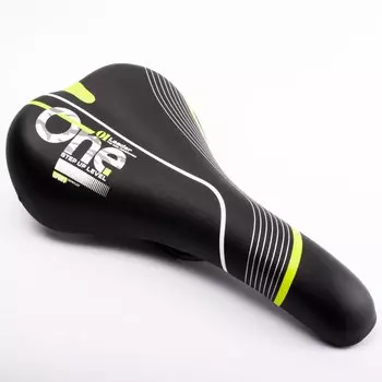 Седло велосипедное Vinca Sport, 280*155мм, черное c полосами цвета лайм, VS 91 lime
