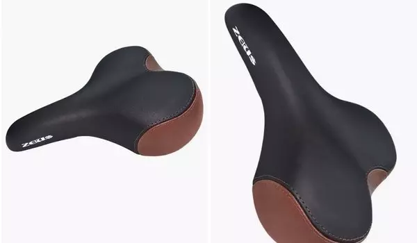 Седло ZEUS 260x205mm,рельсы сталь,анатомическое,черно-коричневое, Z-8002City Bike