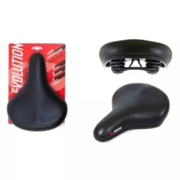 Седло велосипедное EVOLUTION TTZ032X, комфорт, 275x215 мм, анатомическое, эластомер, винил, черное, SDEV75215EABK