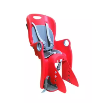 Велокресло детское, заднее, пластик, нагрузка до 22 кг, крепеж за подседельную трубу 28-40 мм, красный, BQ-9-1 (red)