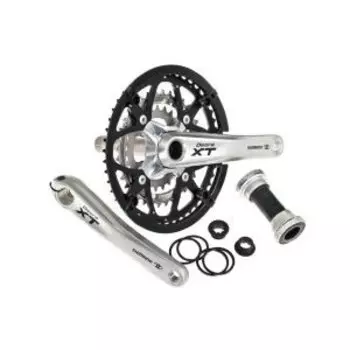 Система шатунов Shimano Deore XT FC-M771K, 48x36x26T, 175мм, Hollowtech2 с кареткой, чёрно-серый (без защиты), 580037