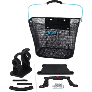 Велокорзина Vinca Sport, передняя, быстросъемная, черная, синяя ручка, P 01 black/blue