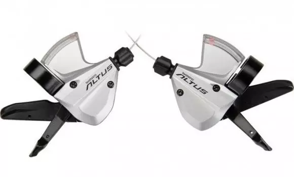 Шифтер SHIMANO Altus M370, левый/правый, 3x9скоростей, тросы+оплетка,цвет серебро ESLM370PAS