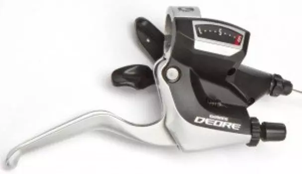 Шифтер/тормозная ручка Shimano Deore ST-M590, правый, 9 скоростей, 3 пальца, чёрно-серебристый, 590092