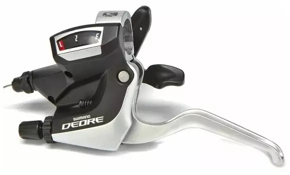 Шифтер/тормозная ручка SHIMANO Deore ST-M590 левый, 3 скор., 3 пальца, чёрно-серебристый, 590091