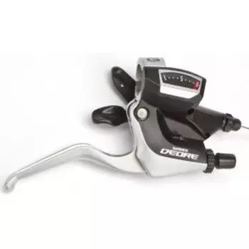 Шифтер/тормозная ручка Shimano Deore ST-M590, правый, 9 скоростей, 3 пальца, чёрно-серебристый, 590092