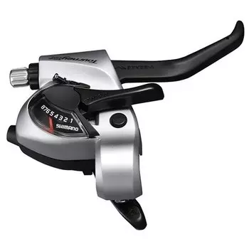 Шифтер/тормозная ручка Shimano Tourney TX800, 8 скоростей, трос 2050мм, серебро, 31012082