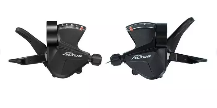 Шифтер велосипедный SHIMANO Altus M2010, левый + правый, 2x9 скоростей, трос+оплетка, чёрный, ESLM201029PA