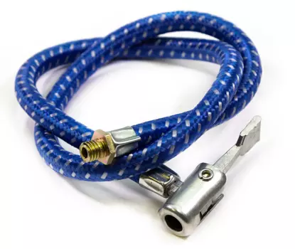Шланг для ножного насоса, с зажимом (метал), на автониппель, синий, A3+B4
