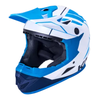 Шлем Full Face DH/BMX KALI Zoka, 6 отверстий, Mat Wht/Blu/Nvy (белый-синий-голубой), ABS