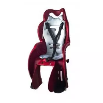 Детское велокресло HTP Design, на багажник, темно-красное, с накладкой-металлик, до 22 кг, HTP 155 red/metallic