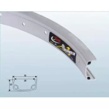 Обод велосипедный China, 26x1.75, одинаррынй, серебристый, 36H, YKL-17