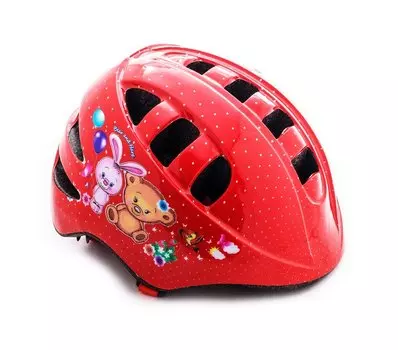 Шлем велосипедный Vinca sport VSH 8, детский, с регулировкой, красный, рисунок - "bear", индивидуальная упаковка (Размер: М (52-56 см))