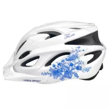Шлем взрослый Vinca Sport IN-MOLD, дизайн "Flora", белый цвет, VSH 25 Flora white
