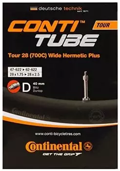 Камера велосипедная Continental Tour 28" Hermetic Plus Wide, 47-622 / 62-622, D40, Presta (вело), 0182151