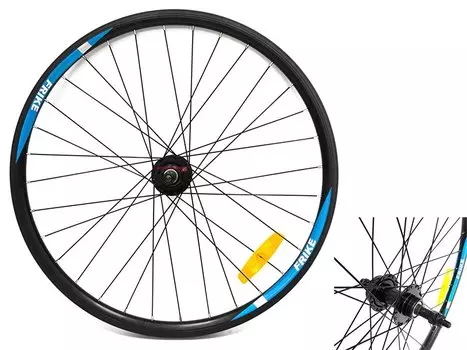 Колесо велосипедное заднее FRIKE 26", 32 спицы, под дисковый тормоз, двойной обод, стальная втулка, на гайках