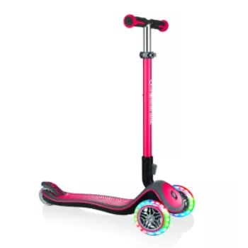 Самокат Globber ELITE DELUXE LIGHTS, детский, трехколесный, складной, красный, 444-402