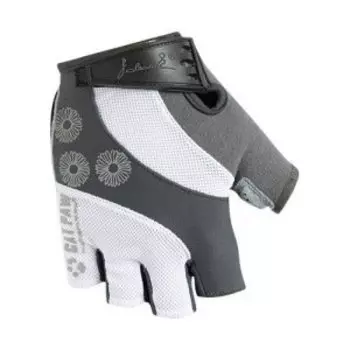 Велоперчатки Polednik DAISEY, эластичный верх с цветочным принтом, замшевая ладонь с гелем, серый
