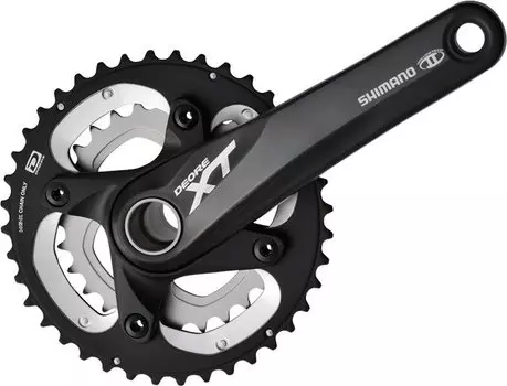 Система шатунов велосипеда Shimano Deore XT M785, 175мм, 38/26 с кареткой, черный IFCM785E86XL