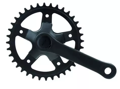 Система шатунов велосипедная 16-20" 1/2х3/32 36 зубов шатун 127мм черная, 5-350206