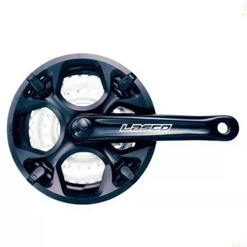 Система шатунов велосипедная LASCO, 18-24 скорости, алюминий/сталь, 22/32/42 шатун, 152мм с защитой, черный, 6-180843