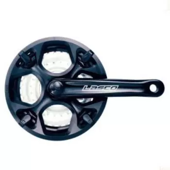 Система шатунов велосипедная LASCO, 18-24 скорости, алюминий/сталь, 22/32/42, шатун 170мм, с защитой, черный, 6-180844