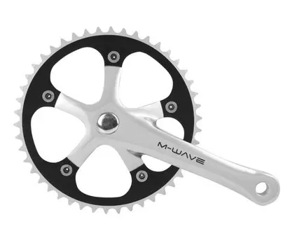 Система шатунов велосипедная M-WAVE SingleSpeed, алюминиевая 1/2х1/8, 46 зубов, 165 мм, черная, 5-350630