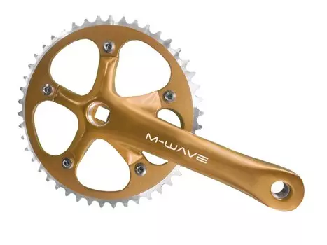 Система шатунов велосипедная M-WAVE SingleSpeed, передняя, под квадрат, 1 скорость, 165 мм, золотистая, 5-350606