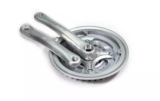 Система шатунов велосипедная Neco, звезды на 24x34x42 зубьев - сталь, шатуны - алюминий, NSA-3002 SILVER(8248)