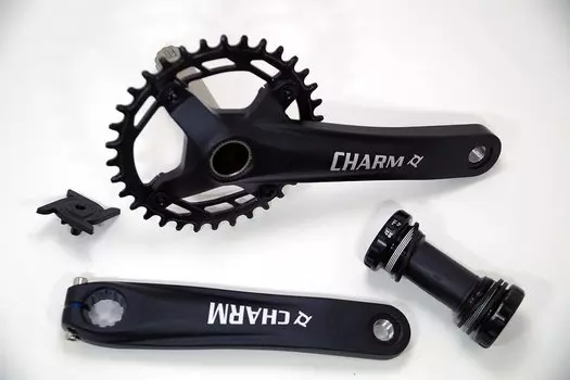 Система шатунов велосипедная PROWHEEL, 175 мм, черная, алюминий, CHARM-34T-TT-34T