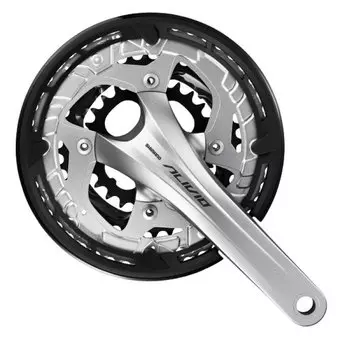 Система шатунов велосипедная SHIMANO Alivio M4060, 9ск, 175 мм, ин.вал, 48/36/26, защита, серебристая, EFCT4060EX866CS