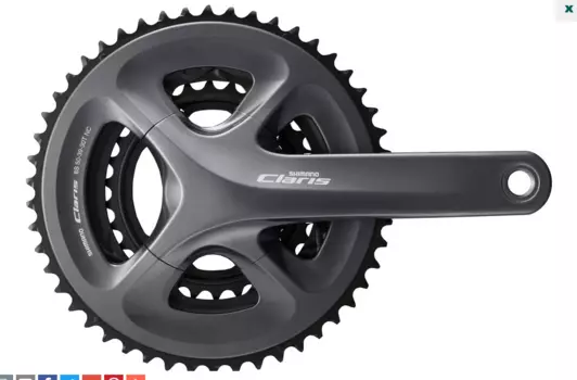 Система шатунов велосипедная SHIMANO Claris R2030, 170 мм, интегрированный вал, 8 скоростей, 50/39/30T, EFCR2030CX090X