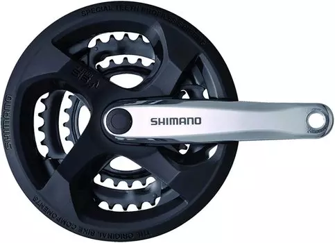 Система шатунов велосипедная SHIMANO FC-M131, 48/38/28T, L170мм, с пластиковой защитой, алюминий, 587635