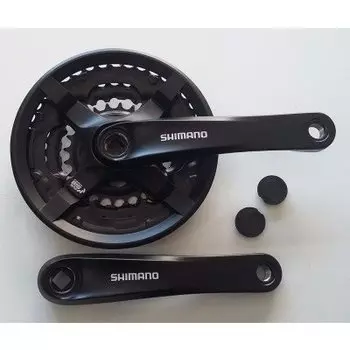 Система шатунов велосипедная SHIMANO FC-TY501, 175мм, 42/34/24T, под квадрат, под 6-8 скоростей, чёрная, AFCTY501E244XLX