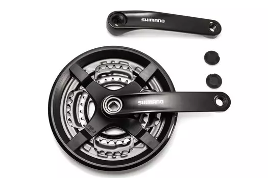 Система шатунов велосипедная Shimano TY301, 150мм, под квадрат, 42/34/24, с защитой, без упаковки, AFCTY301K244CL