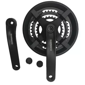 Система шатунов велосипедная Shimano TY301, 175мм, под квадрат, 48/38/28, с защитой, черный, без упаковки, AFCTY301E888C